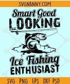 Smart good looking ice fishing enthusiast svg