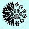 Sunflower dog paw prints svg