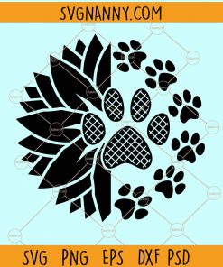 Sunflower dog paw prints svg