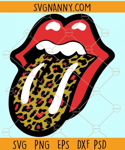 Tongue and lips leopard print svg