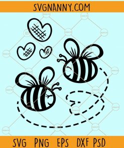 Two bees and hearts svg