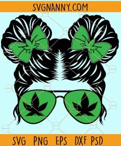 Weed kidlife messy bun svg