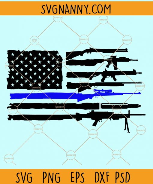 American flag guns thin blue line svg