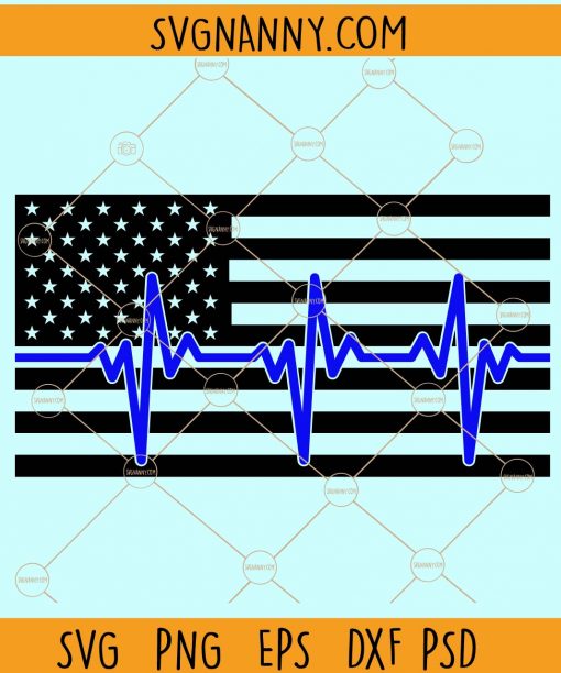 American flag heartbeat back the blue svg