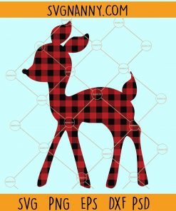 Buffalo plaid christmas deer svg