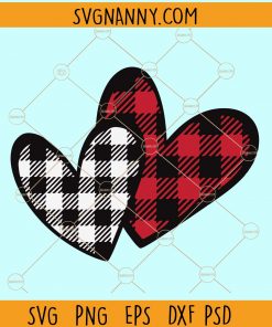 Buffalo plaid hearts svg