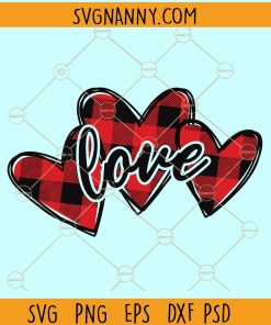 Buffalo plaid love hearts svg