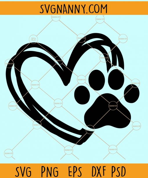 Cat paw heart svg