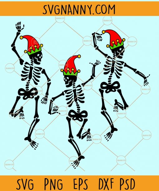 Christmas skeletons dancing svg