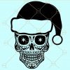 Christmas skull with santa hat svg