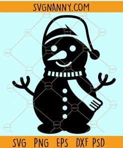 Christmas snowman with santa hat svg