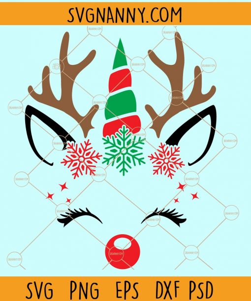 Christmas unicorn antlers svg