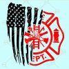 Distressed American flag Fire department svg