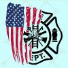 Distressed American flag Fire fighter department svg