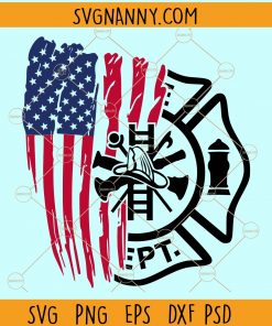 Distressed American flag Fire fighter department svg