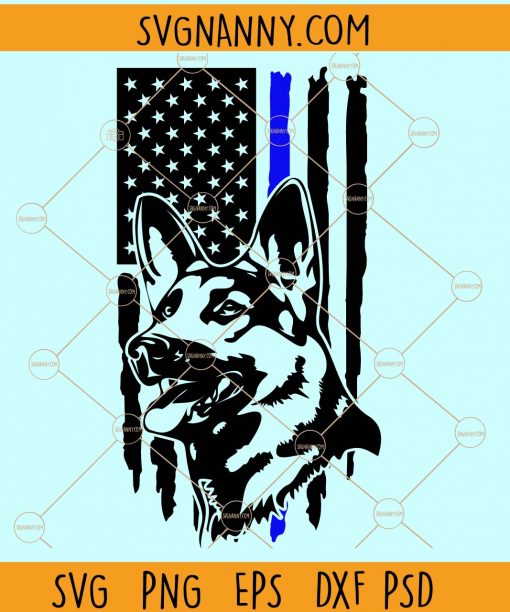Distressed american flag german shepherd thin blue line svg