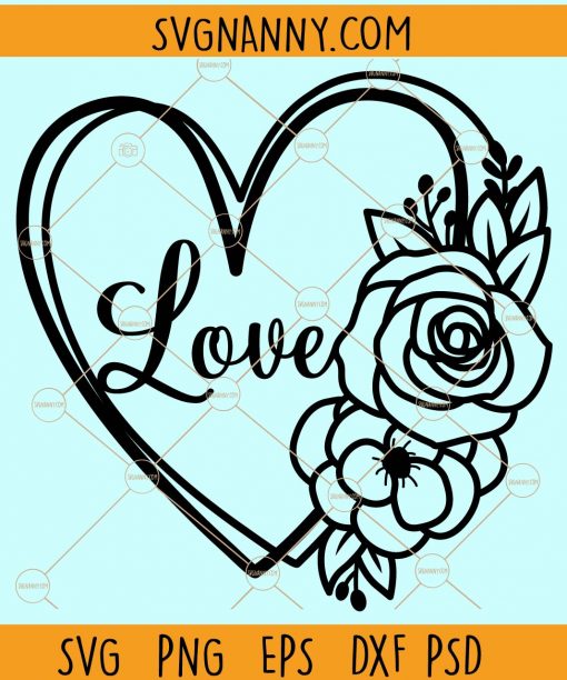 Flower love heart svg