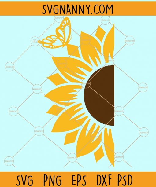 Half split sunflower svg