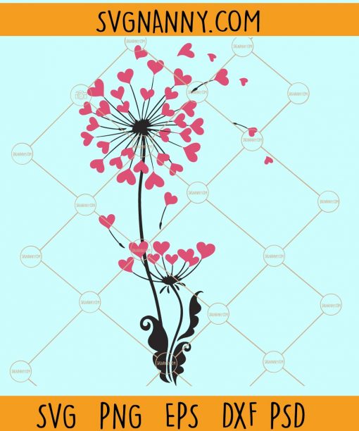 Heart dandelion flower svg