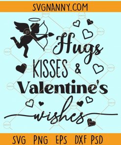 Hugs kisses and valentine wishes svg