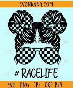 Kid messy bun racelife svg