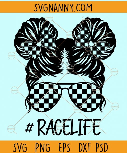 Kid messy bun racelife svg