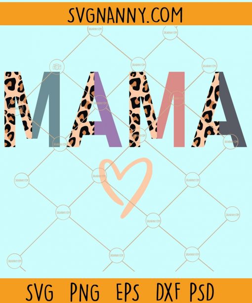 Mama half print leopard svg