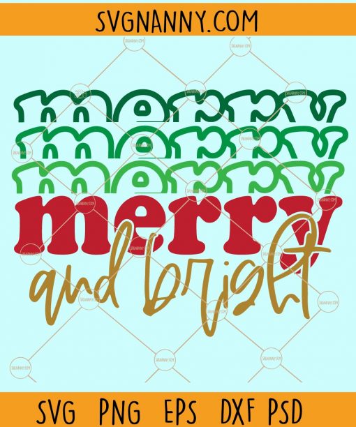 Merry and bright stacked svg