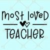 Most loved teacher svg