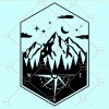 Mountain and trees compass svg