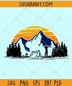 Mountain camping sunset svg