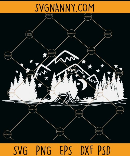 Mountain forest camping scene svg