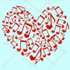 Music notes love heart svg