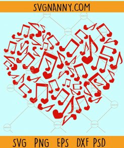 Music notes love heart svg