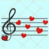 Music notes valentine svg