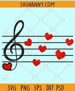 Music notes valentine svg
