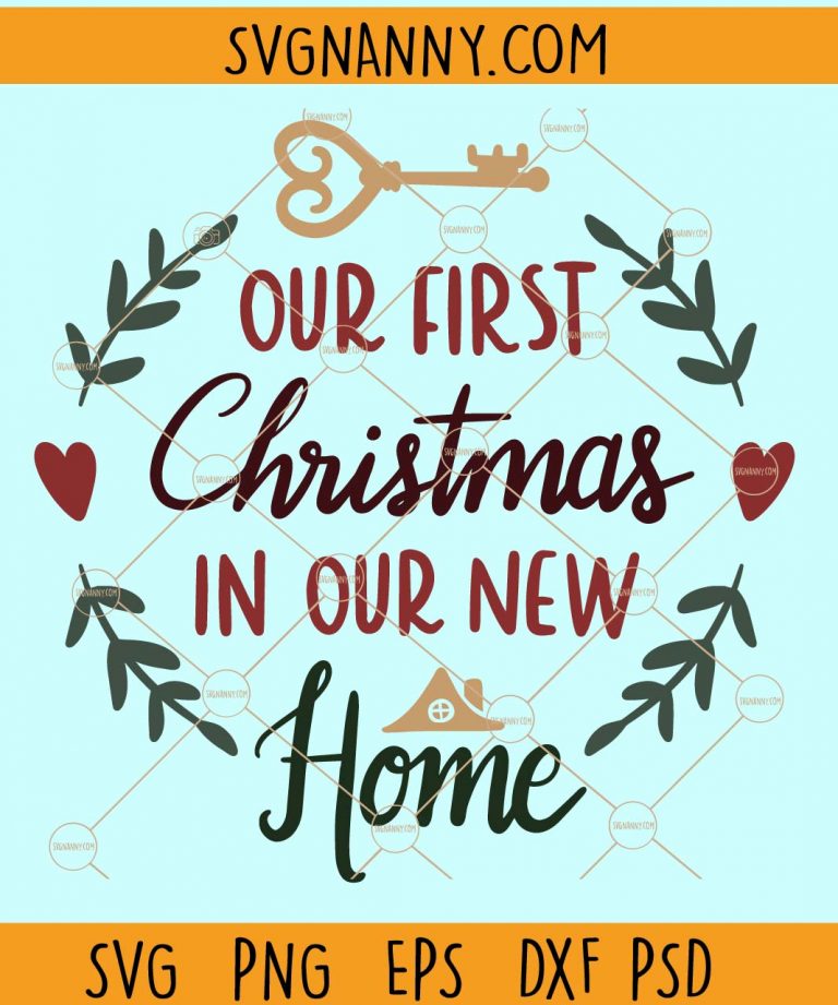 Our first christmas in our new home svg, christmas wreath svg, arrow