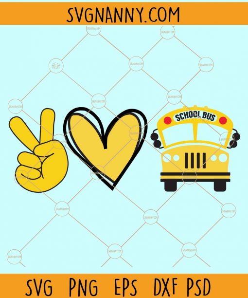 Peace love school bus driver svg