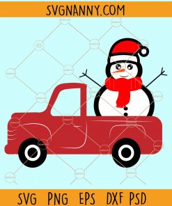 Red truck and snowman svg