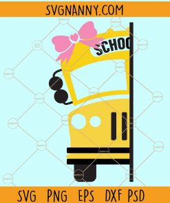 School bus split monogram cancer awareness svg