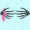 Skeleton hands pink ribbon svg