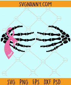 Skeleton hands pink ribbon svg