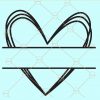 Split heart sketch name frame svg