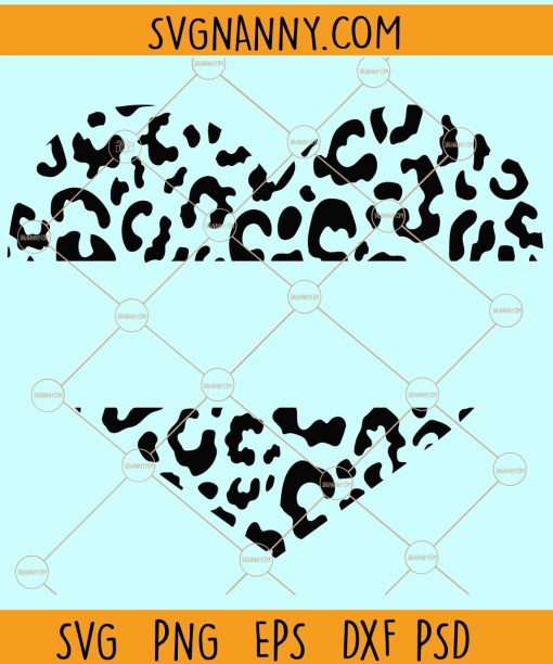 Split leopard print heart monogram svg