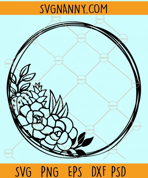 Succulent cactus plant circle frame svg