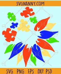 Sunflower autism puzzle svg