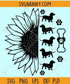 Sunflower dachshund svg