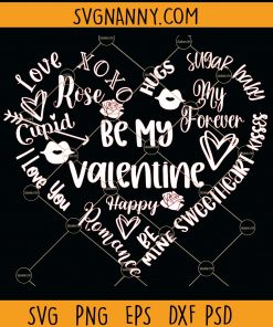 Valentine heart with words svg
