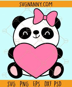 Valentine panda girl svg