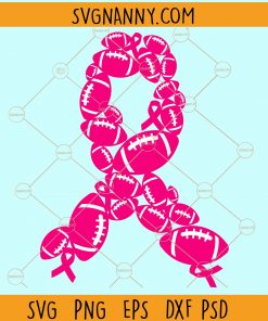 Cancer ribbon football svg